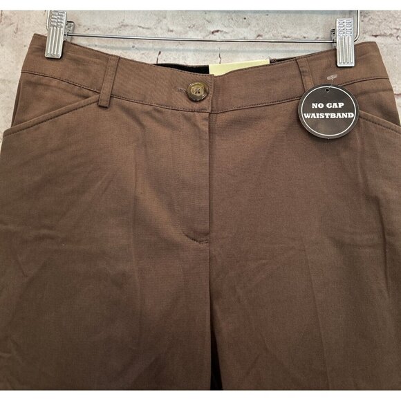 Dress Barn Womens Cropped Pants Casual Chino Twill Brown No Gap Waistband Size 4 - Picture 2 of 5